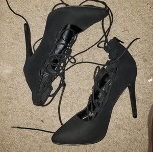 Black strappy heels